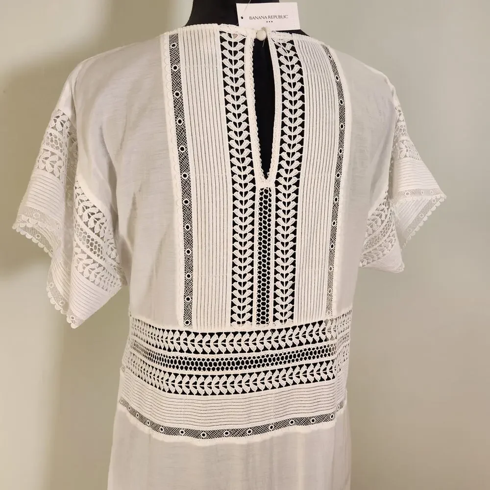BANANA REPUBLIC NWT White Auriene Lace Maxi Dress, Size Medium - Picture 10 of 15